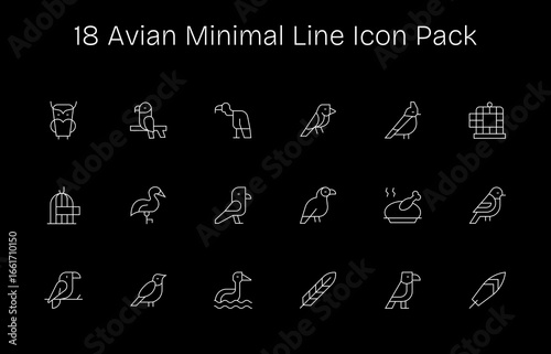 18 Minimal Line Icons - Avian Graphics