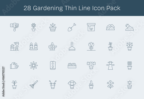 28 Thin Line Icons - Gardening Graphics