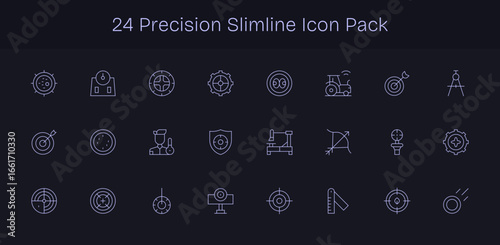 Slim Line Style Precision Icons - 24 Vectors