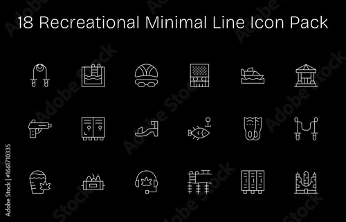 18 Icons for Recreational in Minimal Line Format