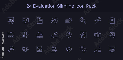Evaluation Design Icons - 24 in Slim Line Style