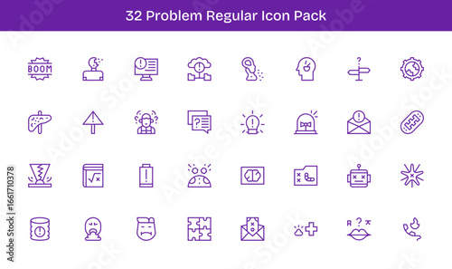 32 Icons for Problem in Regular Line Format