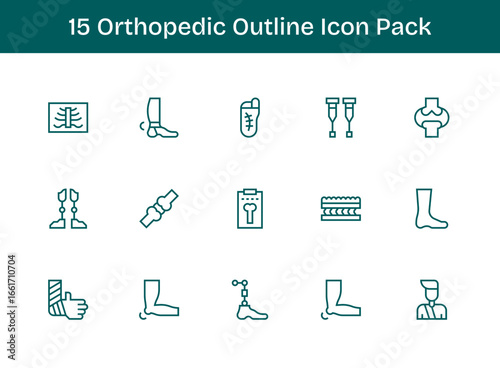 Orthopedic Icon Set - 15 Outline Graphics