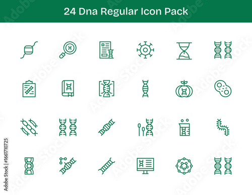 24 Dna Icons in Regular Outline Aesthetic