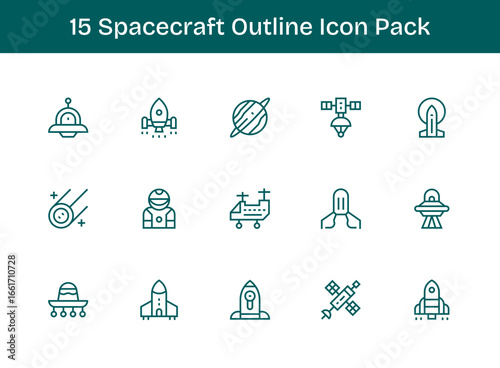 Spacecraft Icon Collection - 15 Outline Designs