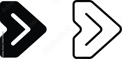 Two stylized directional arrows symbolize progress and movement forward.