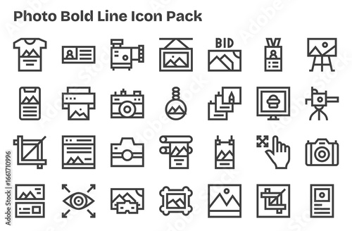 28 Photo Icons in Extra Bold Line Aesthetic