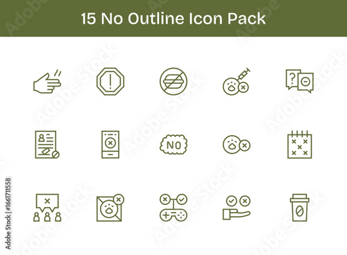 No - 15 Icons in Outline Design