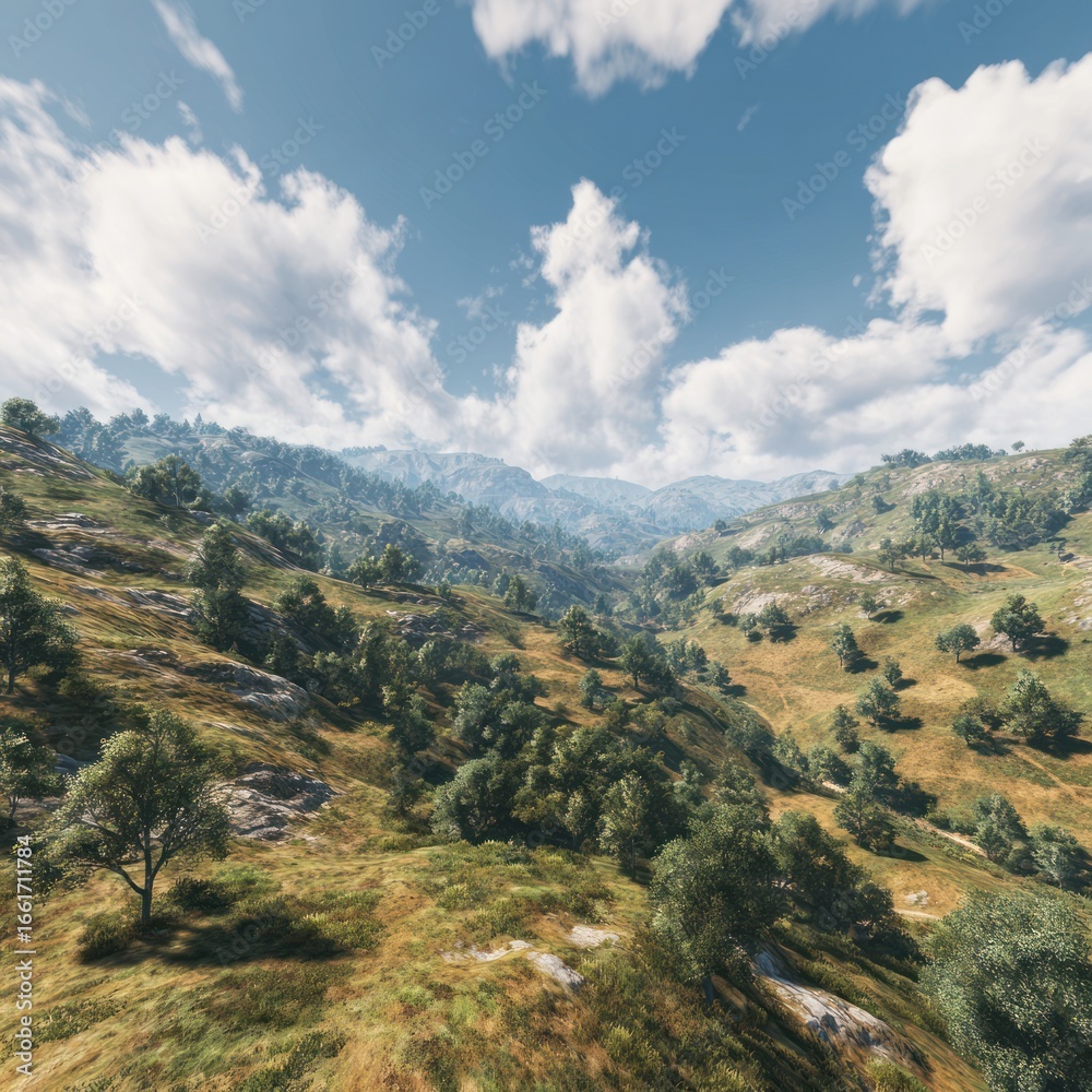 Obraz premium hilly landscape with greenery