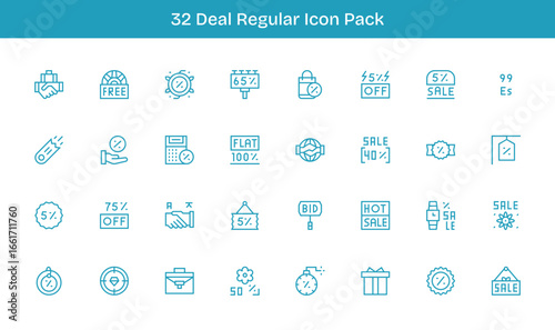 32 Regular Line Vectors for Deal Theme