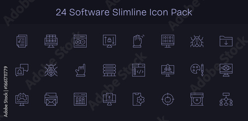 Software Vector Set - 24 Slim Line Icons