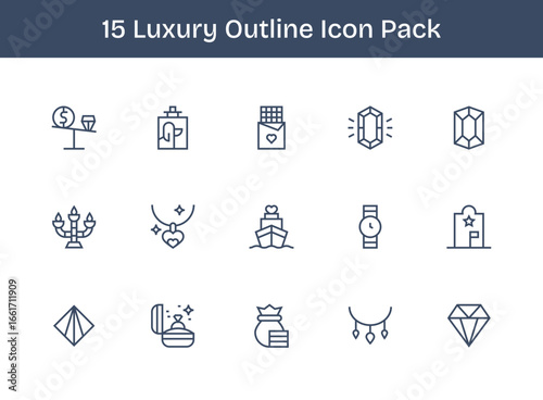 15 Icons for Luxury in Outline Format