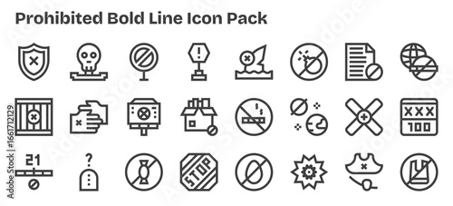 24 Bold Outline Vectors for Prohibited Theme