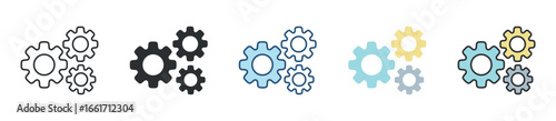 Process Icon Set Multiple Style Collection