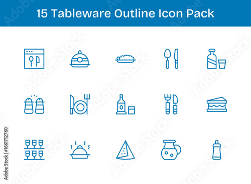 15 Outline Designs - Tableware Vector Icons