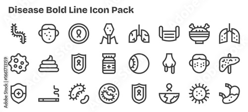 Disease Icon Collection - 24 Bold Outline Designs