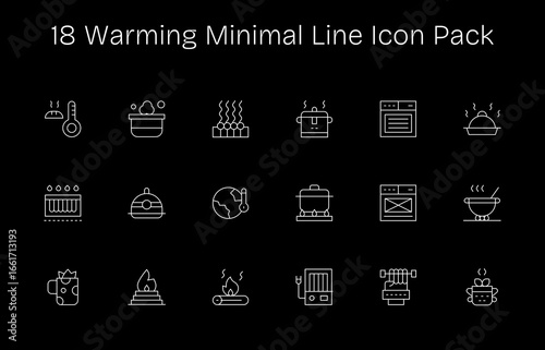 Warming - 18 Icons in Minimal Line Design