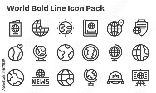 World Design Icons - 18 in Bold Line Style