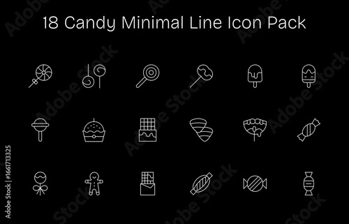 Minimal Line Style Candy Icons - 18 Vectors