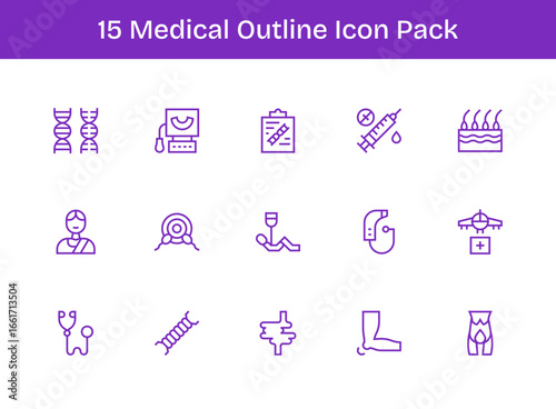 Medical Visual Pack - 15 Outline Icons