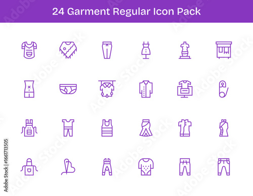 Garment Icon Collection - 24 Regular Outline Designs