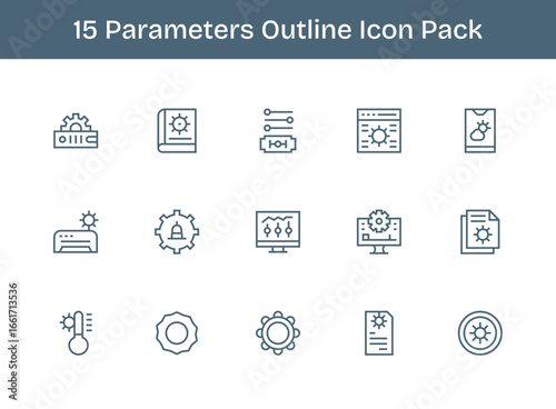 15 Outline Icons - Parameters Graphics