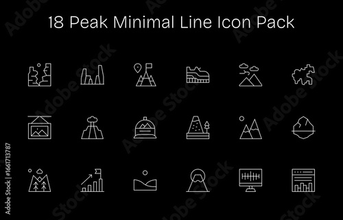 18 Minimal Line Designs - Peak Vector Icons