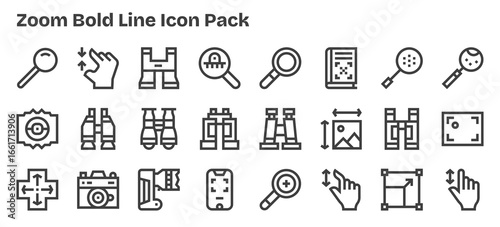 24 Bold Outline Style Icons - Zoom Collection