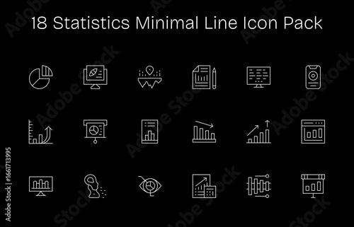 Statistics Design Icons - 18 in Minimal Line Style