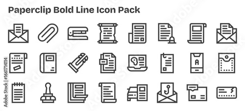 Paperclip Vector Set - 24 Bold Outline Icons
