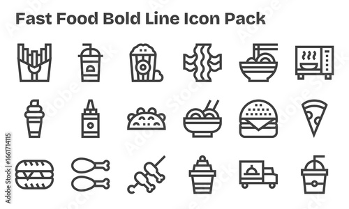 18 Bold Line Designs - Fast Food Vector Icons