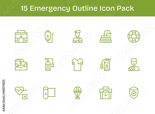 15 Icons for Emergency in Outline Format