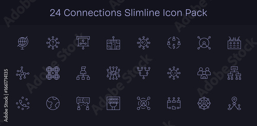 24 Slim Line Icons - Connections Graphics