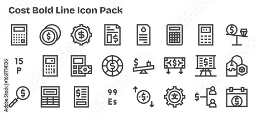 Cost Icon Collection - 24 Bold Outline Designs