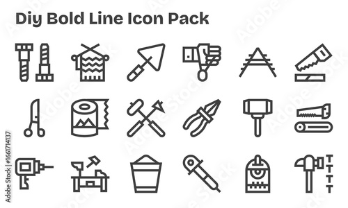 18 Diy Icons in Bold Line Aesthetic