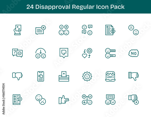Disapproval Vector Set - 24 Regular Outline Icons