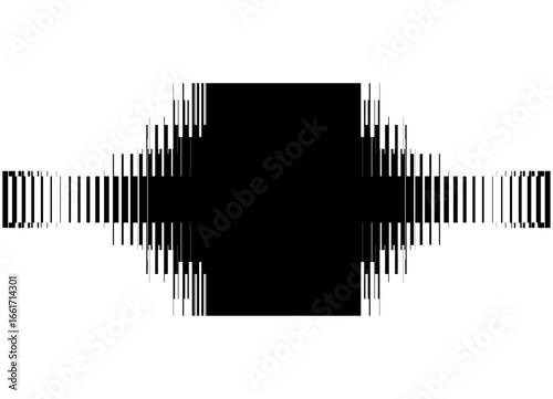 Vector striped shape from broken lines. Black on white background. Design element. Sports pattern. Vector background. Place for text.