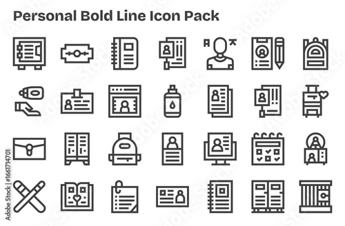 Personal - 28 Icons in Extra Bold Line Design