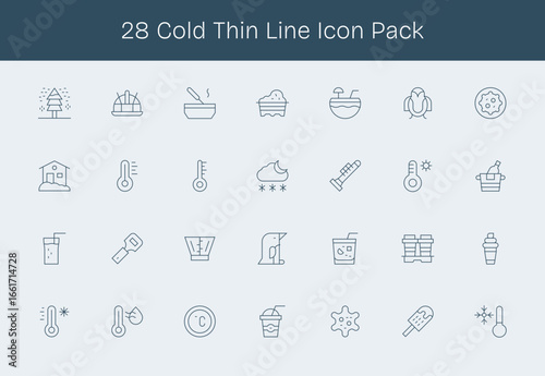 28 Thin Line Vectors for Cold Theme