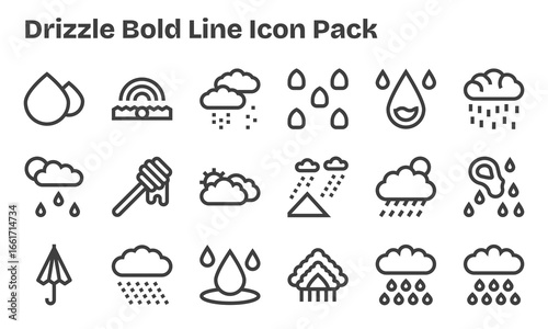 Bold Line Icons - Drizzle Set with 18 Vectors