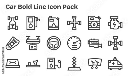 Car Icon Collection - 18 Bold Line Designs