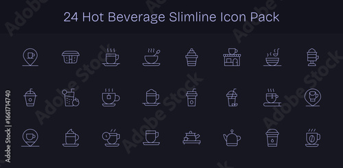 24 Slim Line Designs - Hot Beverage Vector Icons