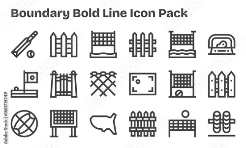 Boundary - 18 Bold Line Vector Illustrations