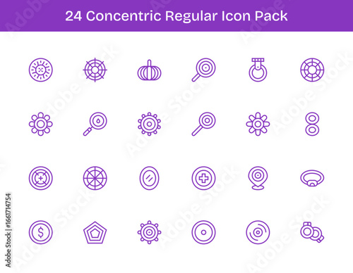 24 Icons for Concentric in Regular Outline Format