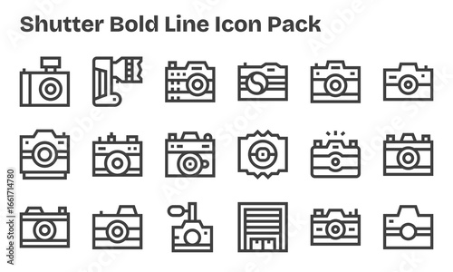 Shutter Icon Set - 18 Bold Line Graphics