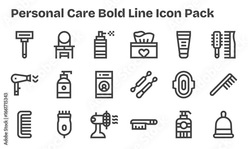 Bold Line Style Personal Care Icons - 18 Vectors