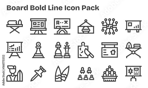 18 Bold Line Style Icons - Board Collection