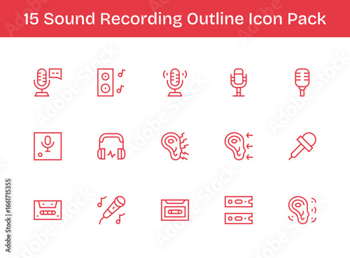 15 Sound Recording Icons in Outline Aesthetic