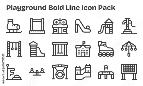 18 Bold Line Style Icons - Playground Collection