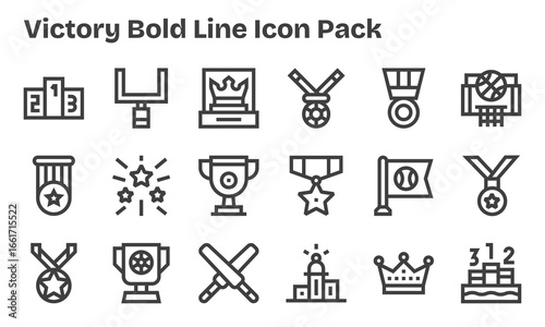 Bold Line Style Victory Icons - 18 Vectors